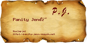 Panity Jenő névjegykártya